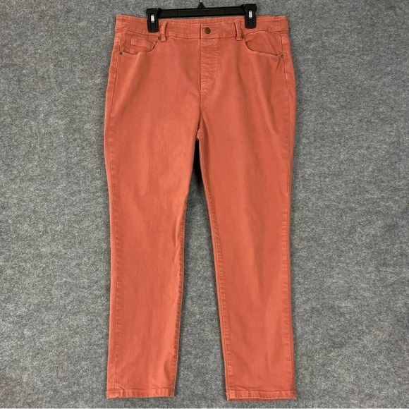 Soft Surroundings Pants - Soft Surroundings Pants Womens Large Peach Coral Stretch Jeans Straight Leg